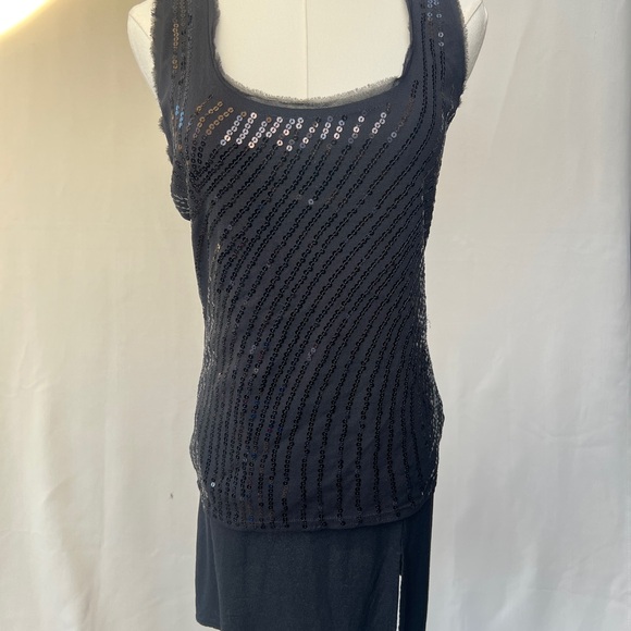 White House Black Market | Shimmering Sequin Black Tank Top - Picture 6 of 10